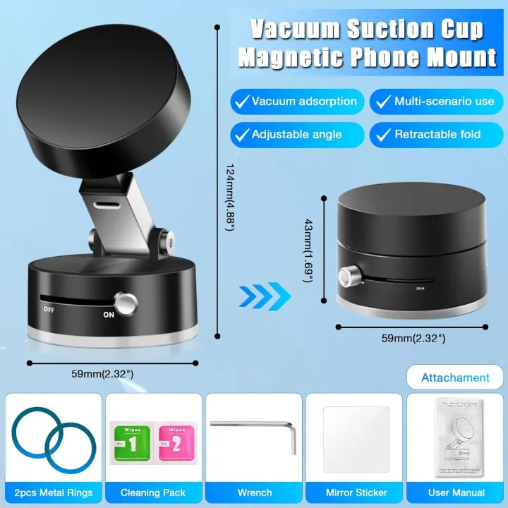 Universal Vacuum Magnetic Suction Cup Stand | Folding Swivel Phone Holder