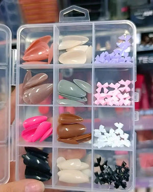 96 Pcs Artificial Nails With Beads | Multicolor Nail Art Set