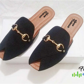 Flat Slippers Women & Girls Black | Genuine Leather Peshawri Kheri 36