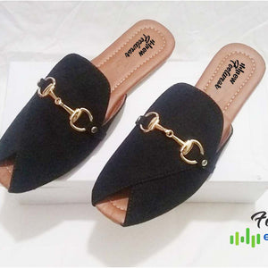 Flat Slippers Women & Girls Black | Genuine Leather Peshawri Kheri 36