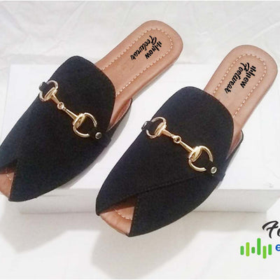 Flat Slippers Women & Girls Black | Genuine Leather Peshawri Kheri 36