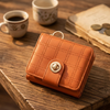PU Leather Wallet Camel Brown | Check Pattern Compact Stylish Wallet