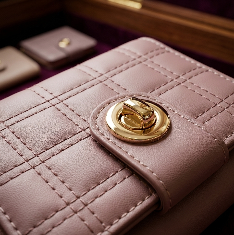 PU Leather Wallet Camel Brown | Check Pattern Compact Stylish Wallet