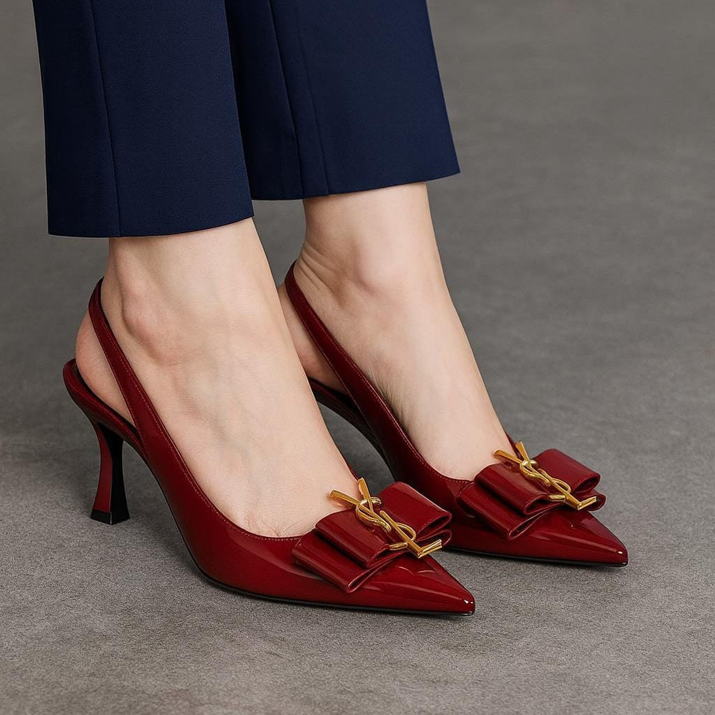 YSL Inspired Slingback Heels Black 36 | Elegant Comfortable Women Heels