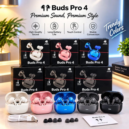 Buds Pro 4 Wireless Bluetooth Earbuds – Premium Sound & Touch Control
