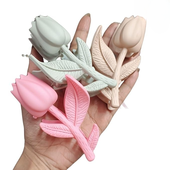 Rose Flower Hair Clips Set of 6 | Matte Finish Claw Clips