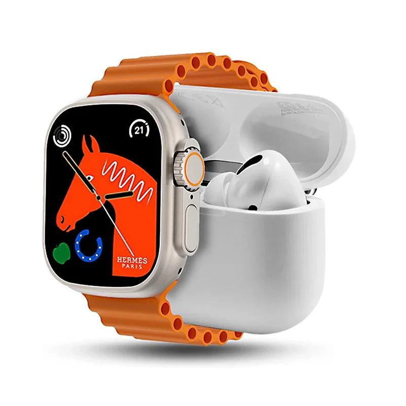 I20 Ultra Max Suit 10-in-1 Smartwatch Bundle | 2.3” HD Display, Bluetooth Calling & Earbuds