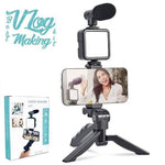 AY-49 Vlogging Kit | Portable Video Recording Kit with LED Light & Mic