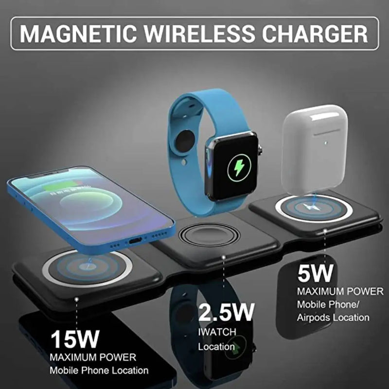 3-in-1 Foldable Magnetic Wireless Charger | 15W Charging Station
