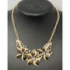 Luxury Black Enamel Floral Jewelry Set | Gold Necklace & Earrings