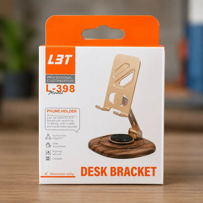 L3T L-398 Adjustable Metal Desk Phone Holder Stand | Foldable Mobile Stand for Desk & Table