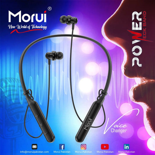 Morui ME-06 Power Wireless Bluetooth 5.3 Neckband | Magnetic Stereo Earphones